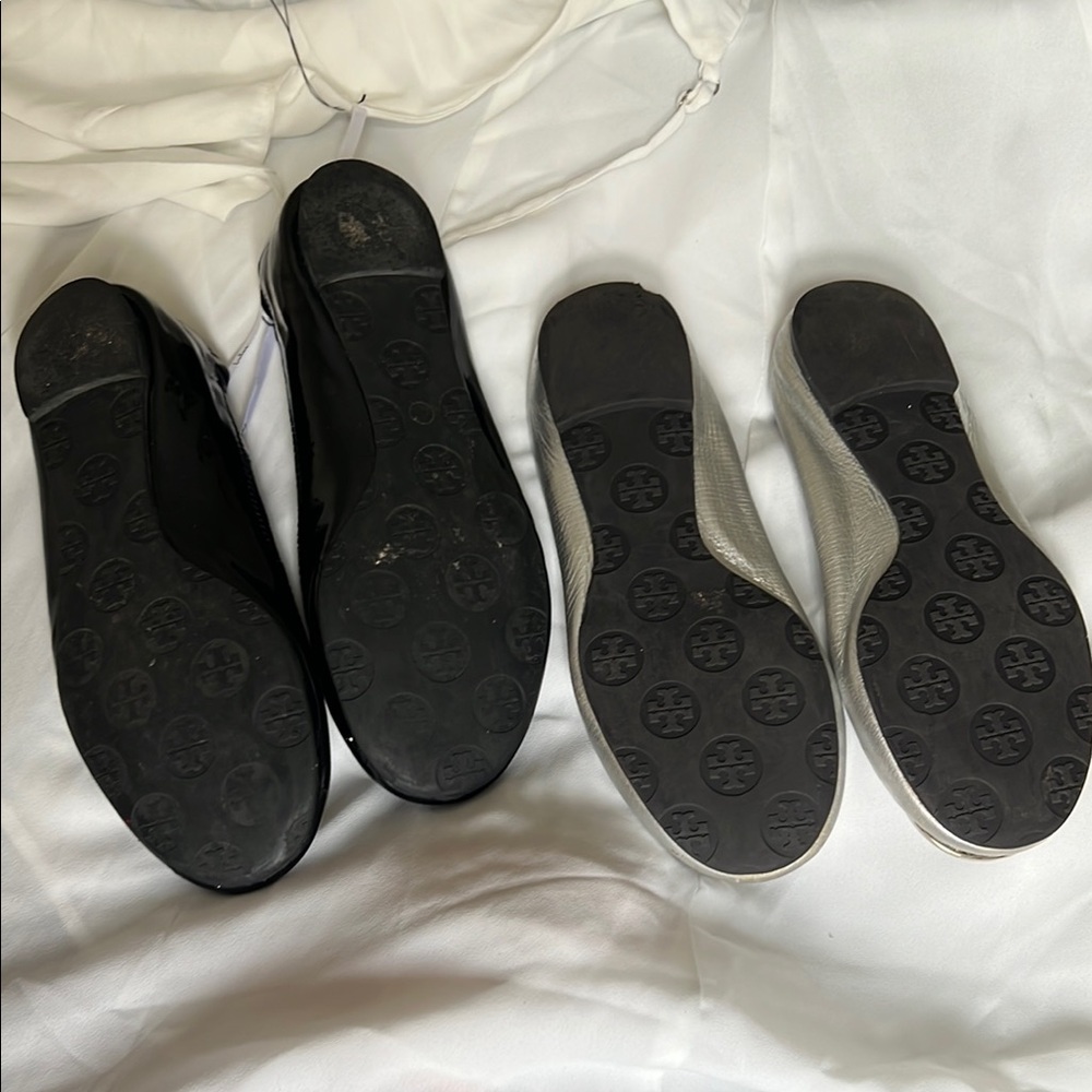 Tory Burch Black and Silver Ballet Flats - Picture 2 of 4
